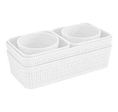Simplify 6-Piece White Organizing Basket Set