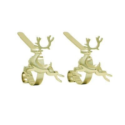 Original MantleClip® Gold Reindeer Icons Stocking Holders, 2ct.