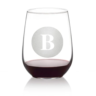 Hortense B. Hewitt Co. Circle Monogram Stemless Wine Glass