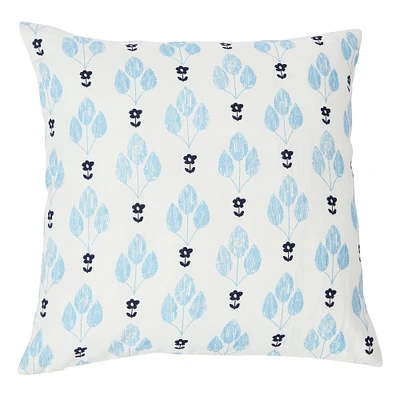 Hello Honey® White & Blue Floral Print Pillow Cover