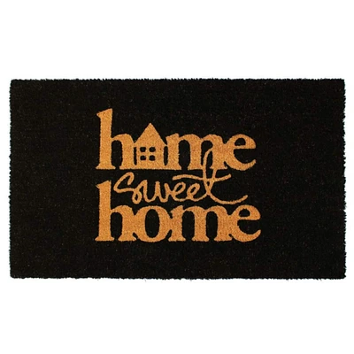 RugSmith Black Home Sweet Home Machine Tufted House Coir Doormat