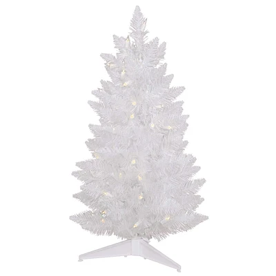 30" Pre-Lit Sparkle White Spruce Pencil Artificial Christmas Tree, Incandescent Lights