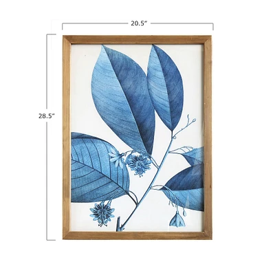 Wood Framed Blue Botanical Wall Décor Set