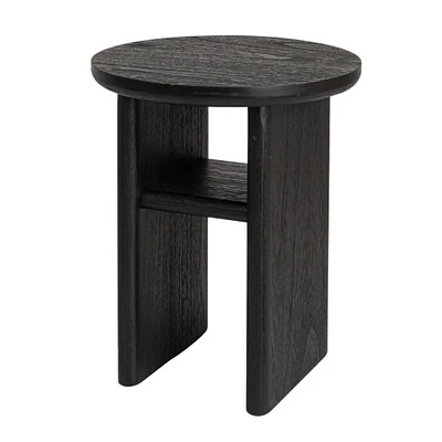 Black Sturdy Fir Wood Side Table