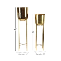 CosmoLiving by Cosmopolitan Gold Metal Glam Planter Set, 39" & 46"