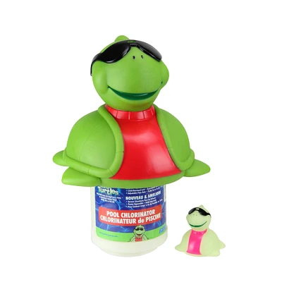 11.5" Green Turtle with Sunglasses Floating Pool Chlorine Dispenser