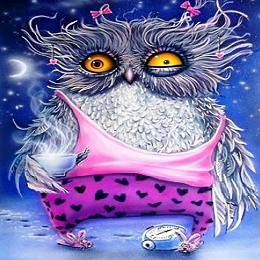 Sparkly Selections Pajama Owl Diamond Painting Kit, Round Diamonds