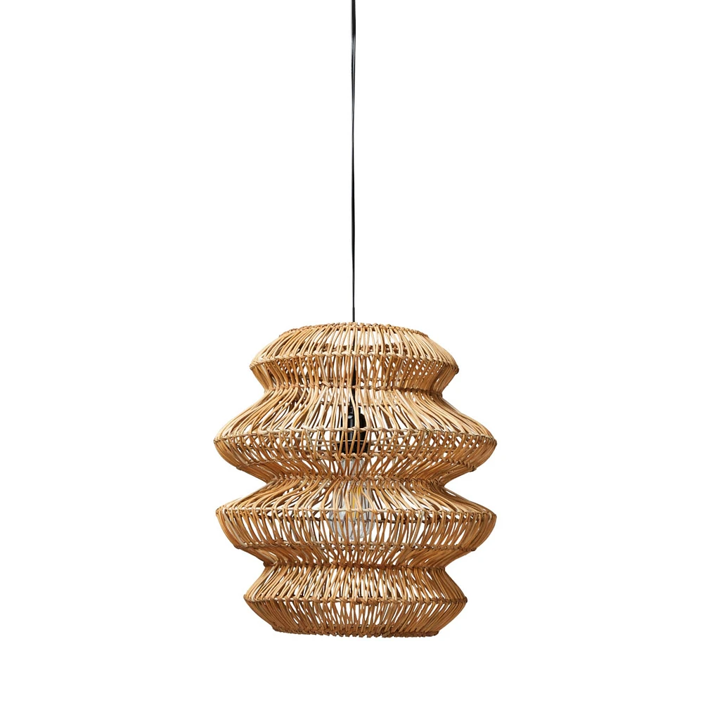 16" Boho Natural Woven Rattan Sculptural Pendant Light