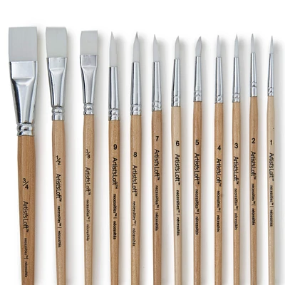 White Synthetic Flat & Round Brushes by Artist's Loft® Necessities™