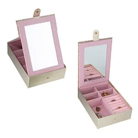 Ruby + Cash Gold & Pink Jewelry Organizer Box with Vanity Mirror