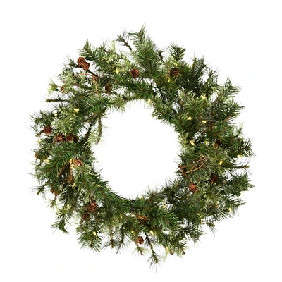30" Warm White Dura-Lit® LED Mixed Country Pine Wreath