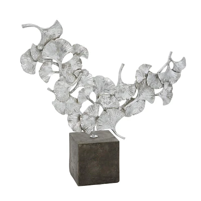 18" Silver Polystone Contemporary Sculpture