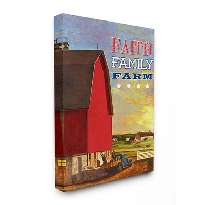 Stupell Industries Faith Family Farm American Farm Rustic Word Design Canvas Wall Art