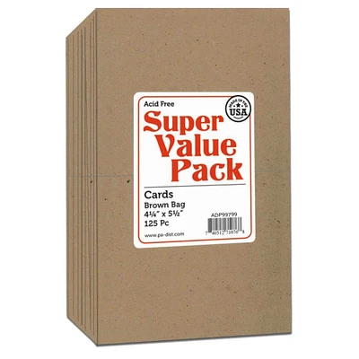 PA Paper™ Accents Super Value Brown Bag 4.25" x 5.5" Cards, 125ct.