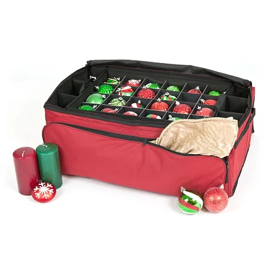 Santa's Bag 72ct. 3" Christmas Ornament Storage Box with Side Pockets