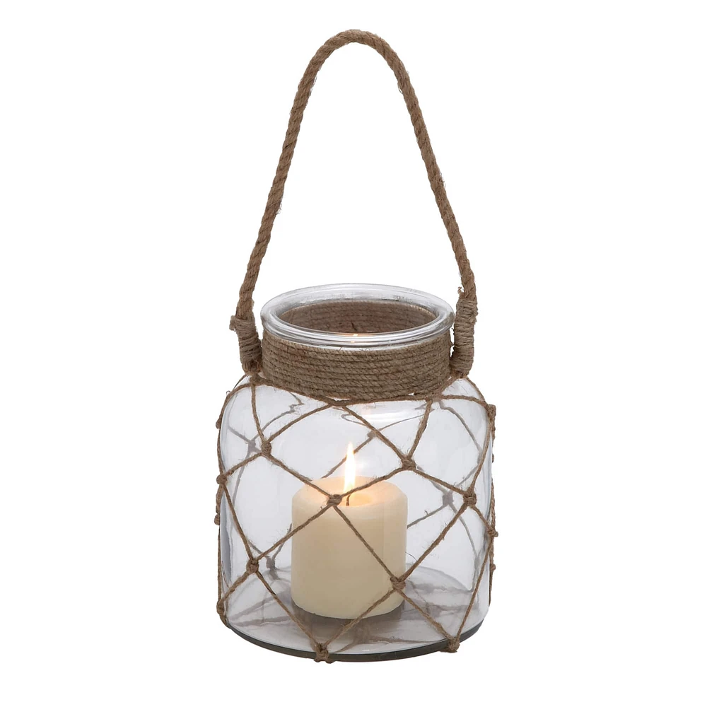 8" Glass Coastal Candle Holder Lantern