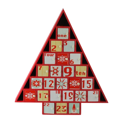 14.5" Red Tree Shaped Christmas Advent Calendar Decoration