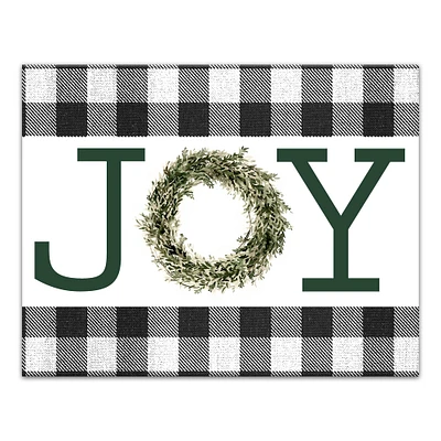 Green Joy Wreath 11x14 Canvas Wall Art