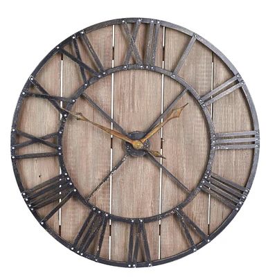 Household Essentials 36" Large Oversized Decorative Rustic Wall Clock