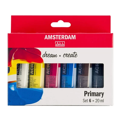 Amsterdam Primary Acrylic 6 Color Paint Set, 20mL