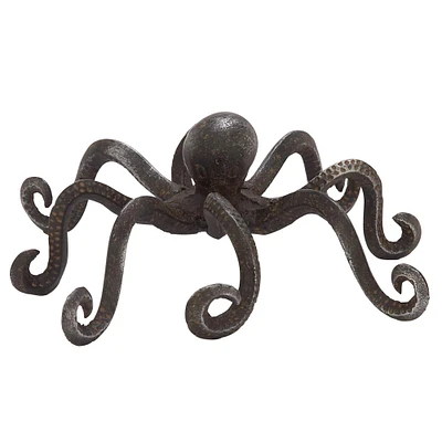 12" Black Metal Coastal Octopus Sculpture