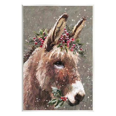 Stupell Industries Winter Donkey Snow Falling Wall Plaque Art