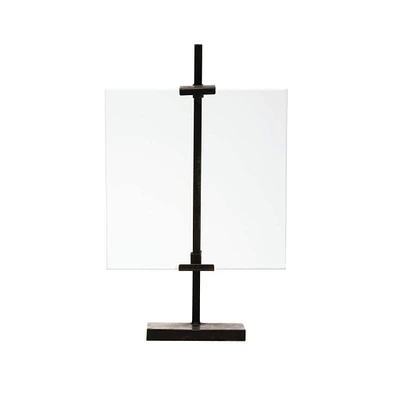 Black Adjustable Metal Stand & Glass 10" x 16.75" Floating Photo Frame