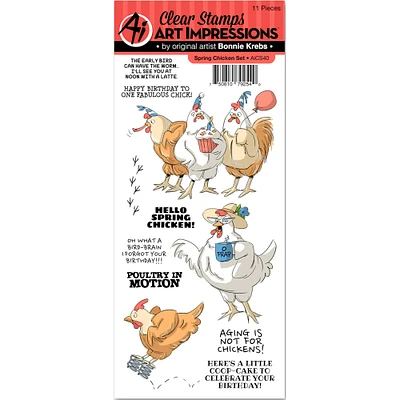 Art Impressions Funny Farm Spring Chicken Clear Stamps