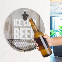 American Art Décor™ Ice Cold Beer Bottle Opener & Cap Catcher Wall Décor