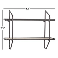 Black Iron and Wood Industrial Wall Shelves, 23" x 32" x 6"