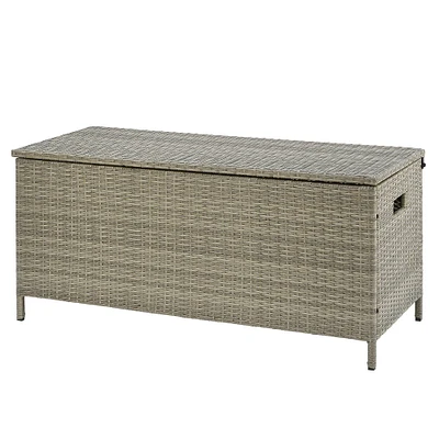 Gray All-Weather Wicker Storage Box