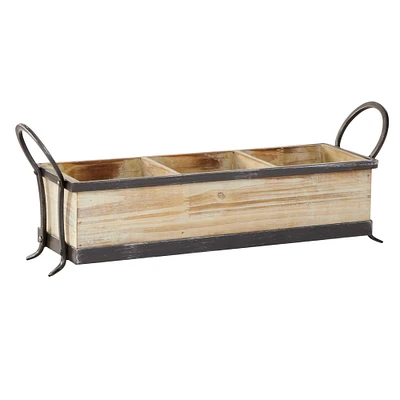 22" Brown Wood Farmhouse Tray