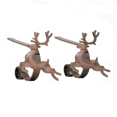 Original MantleClip® Oil-Rubbed Bronze Reindeer Icons Stocking Holders, 2ct.