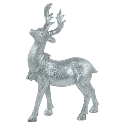 10.75" Silver Reindeer Glittered Christmas Tabletop Decoration