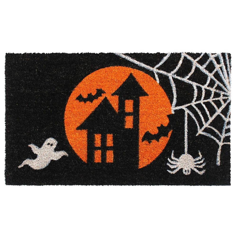 RugSmith Orange Machine Tufted Ghost House Doormat