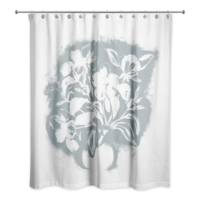 Blue Spray Paint Floral 71" x 74" Shower Curtain