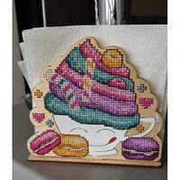 MP Studia Napkin Holder Cake Cross Stitch on Wood Kit