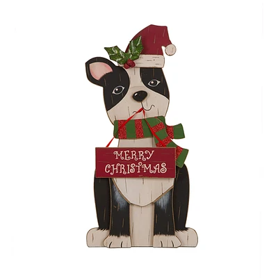 Glitzhome® 16" Wooden Dog Christmas Décor Accent