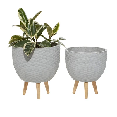 Gray Contemporary Planter Set