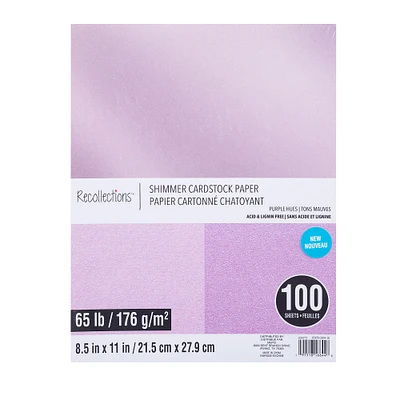 Purple Hues Shimmer 8.5" x 11" Cardstock Paper by Recollections™, 100 Sheets