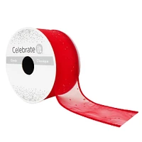 1.5" x 3yd. Sheer Wired Glitter Ribbon by Celebrate It®