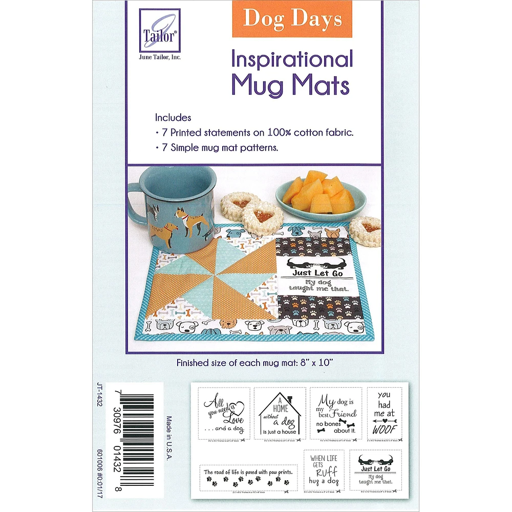 June Tailor® Dog Days Inspirational Mug Mat Cotton Panel Kit