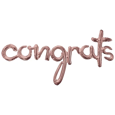 Rose Gold Congrats Cursive Letter Balloon Banner