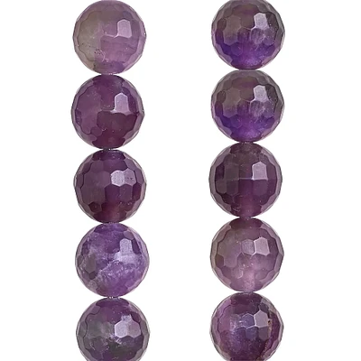 12 Pack: Faceted Amethyst Round Beads