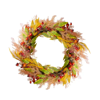 24" Berry & Leaves Fall Harvest Wreath