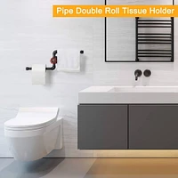 Black Heavy Duty Iron Pipe Toilet Paper Roll Holder