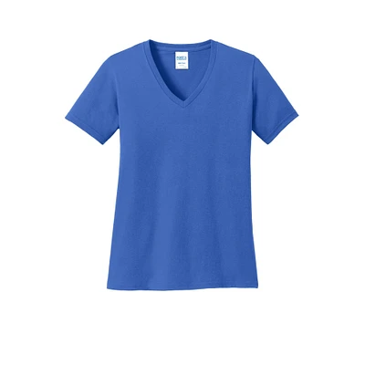 Port & Company® Brights Core Cotton V-Neck Ladies T-Shirt