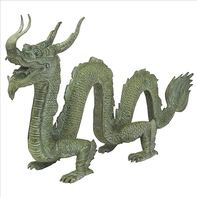 Design Toscano 29" Asian Dragon of the Grand Temple Cast Bronze Garden Statue