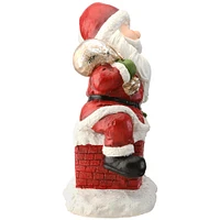 14" Santa Climbing Into Chimney Figurine