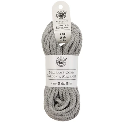 Charcoal Macramé Cotton Cord by Loops & Threads®, 75ft.